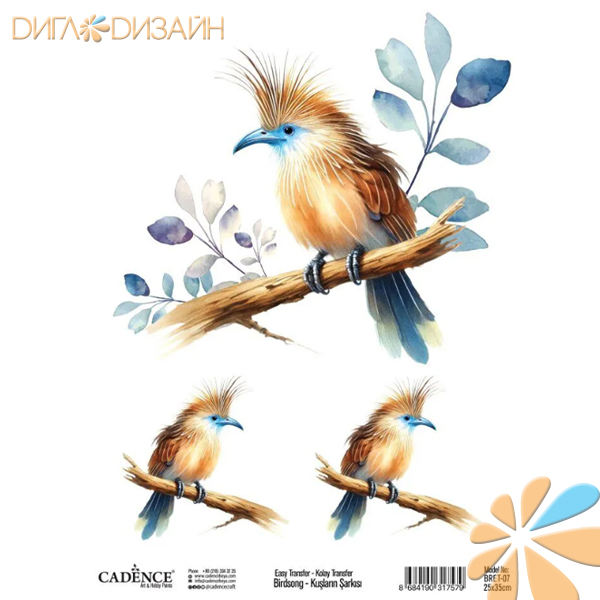 Трансфер Cadence BIRDS SONG Easy BRET-07 25х35см