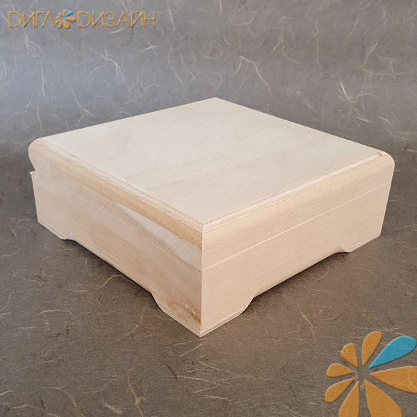 Заготовка из липы, Шкатулка квадратная с фаской и ножками 14*14*5 см